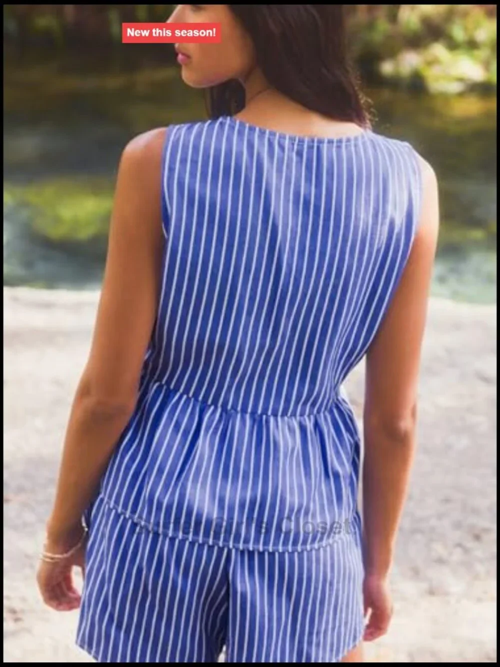 Striped Bow Tie Front Sleeveless Tank Top Women's Summer Blouse